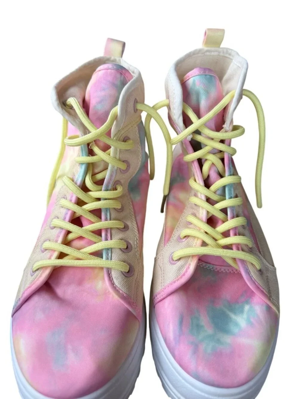 Yoki Tie-Dye High-Top Platform Pastel Colored Canvas Sneakers Women's Size 10